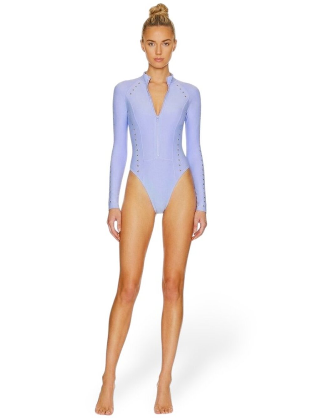 GIGI C Riley Wisteria Lavender One Piece LaserCut Swimsuit Scuba Surfsuit NWT XL - Picture 1 of 9